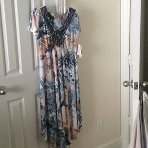Blue floral multi mid length dress